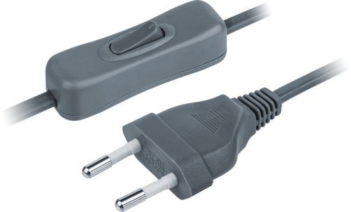 Шнур с электрической вилкой и проходным выключателем Navigator (ШВВП 2х0.75) 1.7м серый картинка 